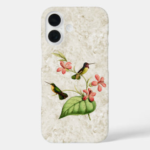 Coques iPhone 16 Fleurs tropicales des colibris vintages