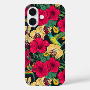Coques iPhone 16 Fleurs tropicales et colibri - Botanica d'été