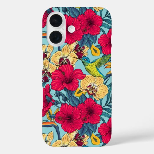 Coques Case-Mate iPhone Fleurs tropicales et colibri - Botanica d'été (Verso)