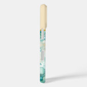 Coques Case-Mate iPhone Fleurs turquoises et jaunes Encre d'alcool Monogra (Verso / Droite)