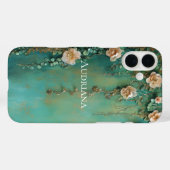 Coques Case-Mate iPhone Fleurs Turquoises rousses romantiques roses (Verso (horizontal))