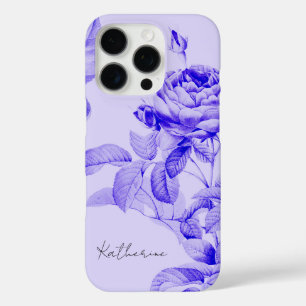 Coques iPhone 16 Pro Fleurs végétales vintages Purple Elégant