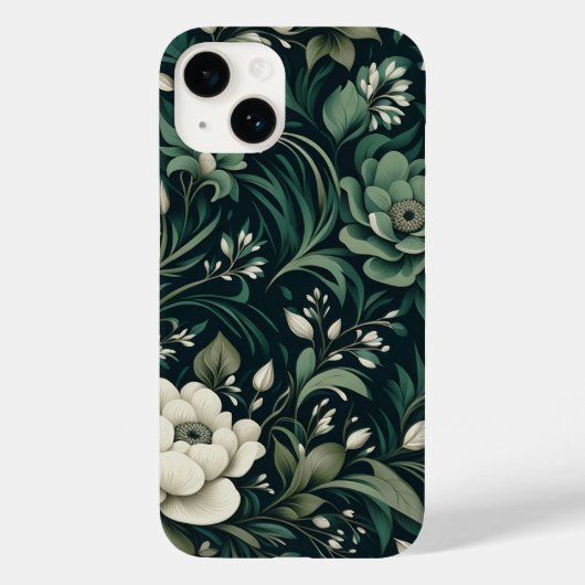 Coques Case-Mate iPhone Fleurs Vert Émeraude Foncé (Verso)