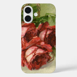 Coques iPhone 16 Fleurs victoriennes vintage, roses rouges