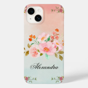 Coque Pour iPhone 14 Fleurs Vintages roses, Fleurs florissantes