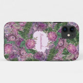 Coques Case-Mate iPhone Fleurs violettes avec nom (Dos (Horizontal))