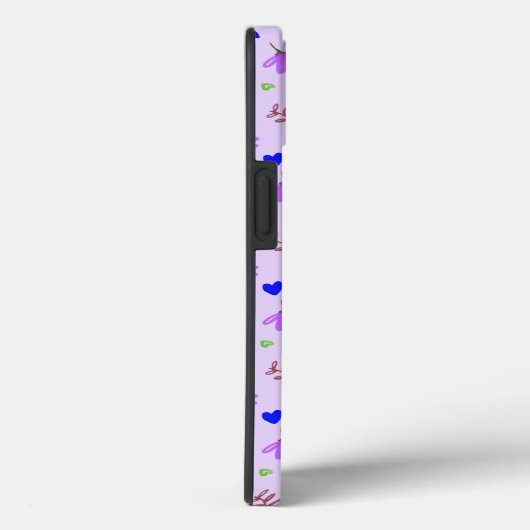 Coques Case-Mate iPhone Fleurs violettes Coeurs bleus (Verso / Droite)