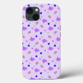 Coques Case-Mate iPhone Fleurs violettes Coeurs bleus (Verso)