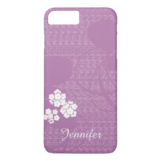 Coques Case-Mate iPhone Fleurs violettes et blanches Floral avec nom perso (Dos)