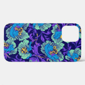 Coques Case-Mate iPhone Fleurs violettes et bleues William Morris (Verso (horizontal))