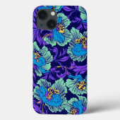 Coques Case-Mate iPhone Fleurs violettes et bleues William Morris (Verso)