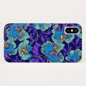 Coques Case-Mate iPhone Fleurs violettes et bleues William Morris (Dos (Horizontal))