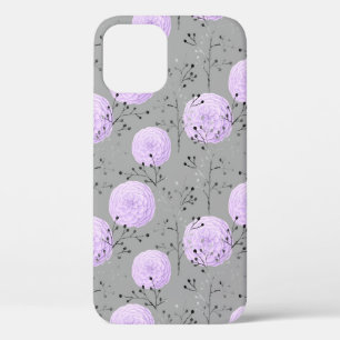 Case-Mate iPhone Case Fleurs violettes grises motif floral feuilles