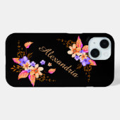 Coques Case-Mate iPhone Fleurs violettes jaunes Motif d'aquarelle Abstrait (Verso (horizontal))