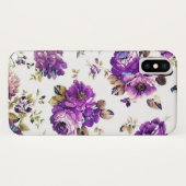 Coques Case-Mate iPhone Fleurs violettes Motif avec Monogramme (Dos (Horizontal))