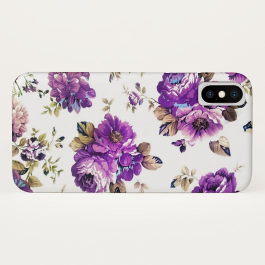 Coques Case-Mate iPhone Fleurs violettes Motif avec Monogramme (Dos (Horizontal))