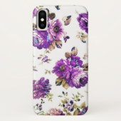Coques Case-Mate iPhone Fleurs violettes Motif avec Monogramme (Dos)