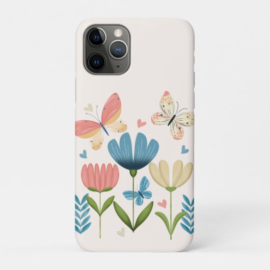 Coques Case-Mate iPhone Fleurs Whimsical et papillons (Dos)