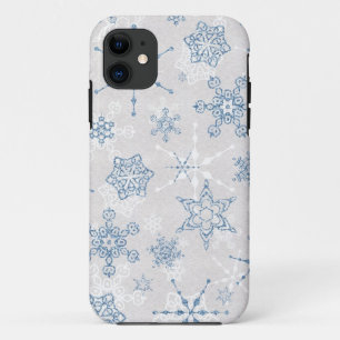 Coque Case-Mate Pour iPhone Flocon de neige bleu et argenté élégant d'hiver