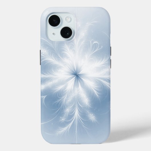 Coques Case-Mate iPhone Flocon de neige fractal sur fond bleu pastel (Verso)