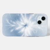 Coques Case-Mate iPhone Flocon de neige fractal sur fond bleu pastel (Verso (horizontal))