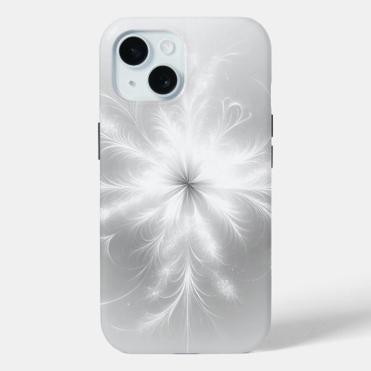 Coques Case-Mate iPhone Flocon De Neige Fractale Sur Gris Argent (Verso)