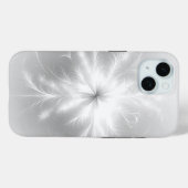 Coques Case-Mate iPhone Flocon De Neige Fractale Sur Gris Argent (Verso (horizontal))
