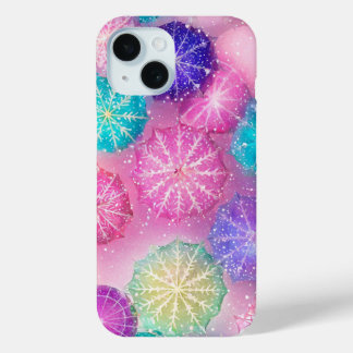 Coque Pour iPhone 15 Flocon de neige Pastel étincelant
