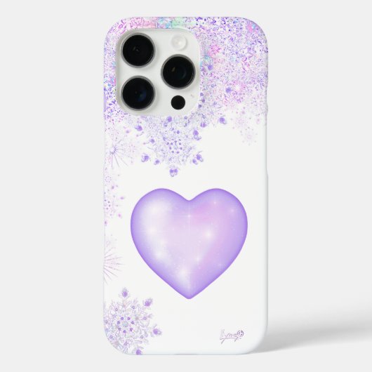 Coques Case-Mate iPhone flocon de neige violet clair et coeur étincelant (Verso)