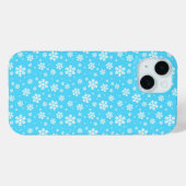 Coques Case-Mate iPhone Flocons blancs sur motif d'hiver bleu clair (Verso (horizontal))