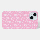 Coques Case-Mate iPhone Flocons blancs sur motif d'hiver rose clair (Verso (horizontal))