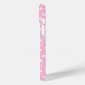 Coques Case-Mate iPhone Flocons blancs sur motif d'hiver rose clair (Verso / Gauche)