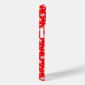 Coques Case-Mate iPhone Flocons blancs sur motif rouge d'hiver (Verso / Droite)