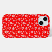 Coques Case-Mate iPhone Flocons blancs sur motif rouge d'hiver (Verso (horizontal))