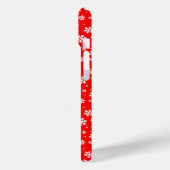 Coques Case-Mate iPhone Flocons blancs sur motif rouge d'hiver (Verso / Gauche)