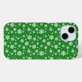 Coques Case-Mate iPhone Flocons blancs sur motif vert d'hiver (Verso (horizontal))