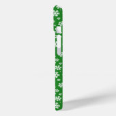 Coques Case-Mate iPhone Flocons blancs sur motif vert d'hiver (Verso / Gauche)