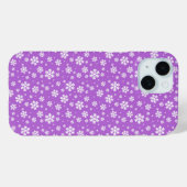 Coques Case-Mate iPhone Flocons blancs sur motif violet d'hiver (Verso (horizontal))