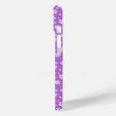 Coques Case-Mate iPhone Flocons blancs sur motif violet d'hiver (Verso / Gauche)