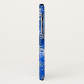 Coques Case-Mate iPhone Flocons de neige argentés scintillants sur le bleu (Dos/Gauche)