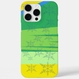 Coques iPhone 16 Pro Max Flocons de neige bleus sur la montagne du lever du