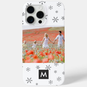Coque iPhone 15 Pro Max Flocons de neige de Noël avec photo personnalisée
