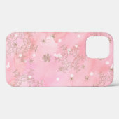 Coques Case-Mate iPhone Flocons de neige rose Noël Motif Boho (Verso (horizontal))