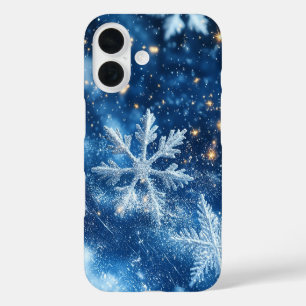 Coques iPhone 16 Flocons de neige scintillants de Noël d'hiver
