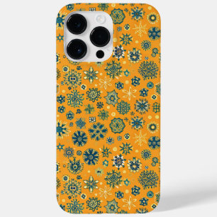 Coque Pour Pour iPhone 14 Pro Max Flocons de Neige Vintage sur Fond Jaune