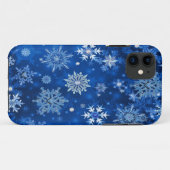 Coques Case-Mate iPhone Flocons de Noël Bleus et Argent (Dos (Horizontal))