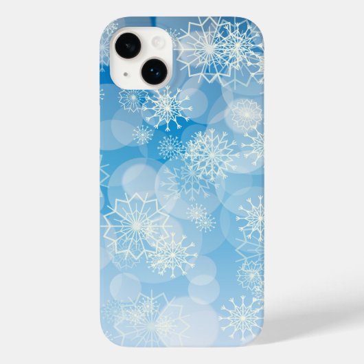 Coques Case-Mate iPhone Flocons de Noël sur un fond bleu         (Verso)