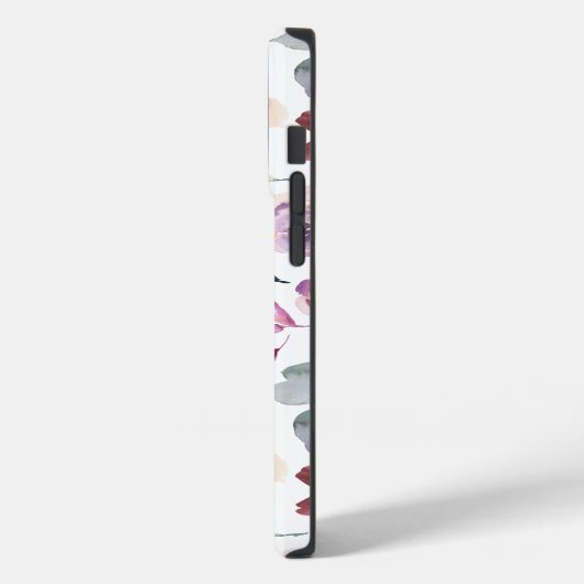 Coques Case-Mate iPhone Floraison d'aquarelle pourpre avec monogramme (Verso / Gauche)