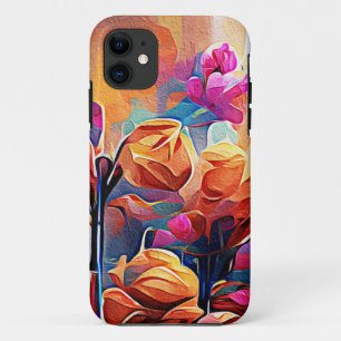 Case-Mate iPhone Case Floral Abstract Art Orange Red Blue Flowers