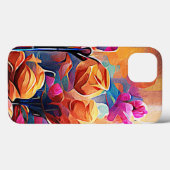 Coques Case-Mate iPhone Floral Abstract Art Orange Red Blue Flowers (Verso (horizontal))